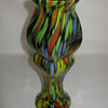 Czechoslovakia art glass vase four sided Spatter over Amethyst by Ruckl ? 