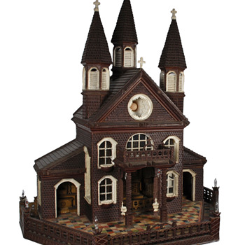 Tramp Art Model Church - Folk Art