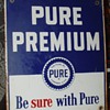 The Pure Oil Company...Pure Premium...Porcelain Pump Sign...1948...Three Colors