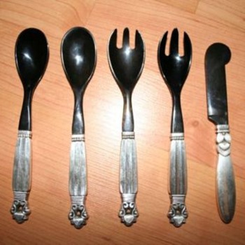 Georg Jensen Bakelite with Sterling handle pieces - Silver