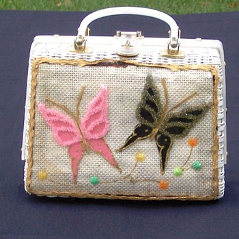 Beaded Butterfly Plastic Wicker Purse