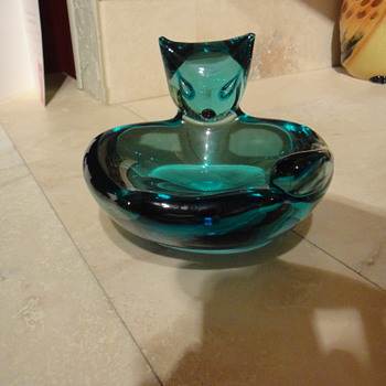 RARE Antonio Da ros Cat Bowl Cenedese - Art Glass