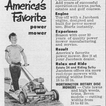 1952 - Jacobsen Lawnmowers Advertisement - Advertising