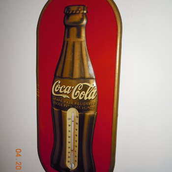 1938 Coca-Cola Thermometer, 7" x 16", Tin - Coca-Cola