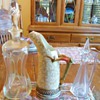 Horn claw pitcher? wine glass with "ice pick" hallmark & decanters?