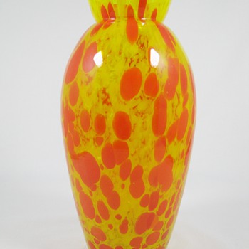 Bohemian / Czech Art Deco Glass Vase Unusual decor ca. 1920's 30's - Art Glass