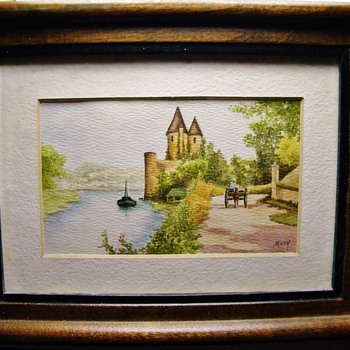 Vintage Antique OriginalDrawing of a Castle?  Germany?  signed "Mary" Picture