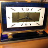 Waltham Blue Glass Art Deco Clock