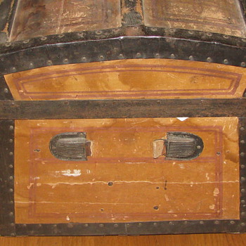 Civil War Era Embossed Paper Jenny Lind Trunk - Furniture