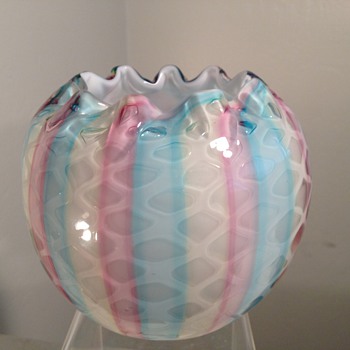 Rainbow glass rose bowl. 