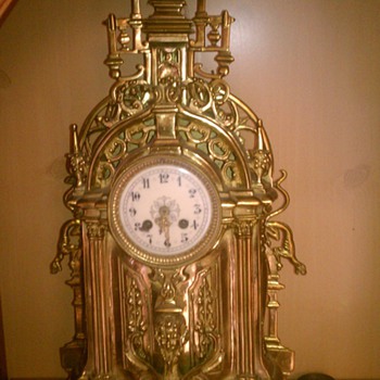 Cool Very Large Old Gothic Style Gold Clock 