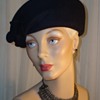 Vintage 50s Midnight Navy Structured Wool Tam by Bollman