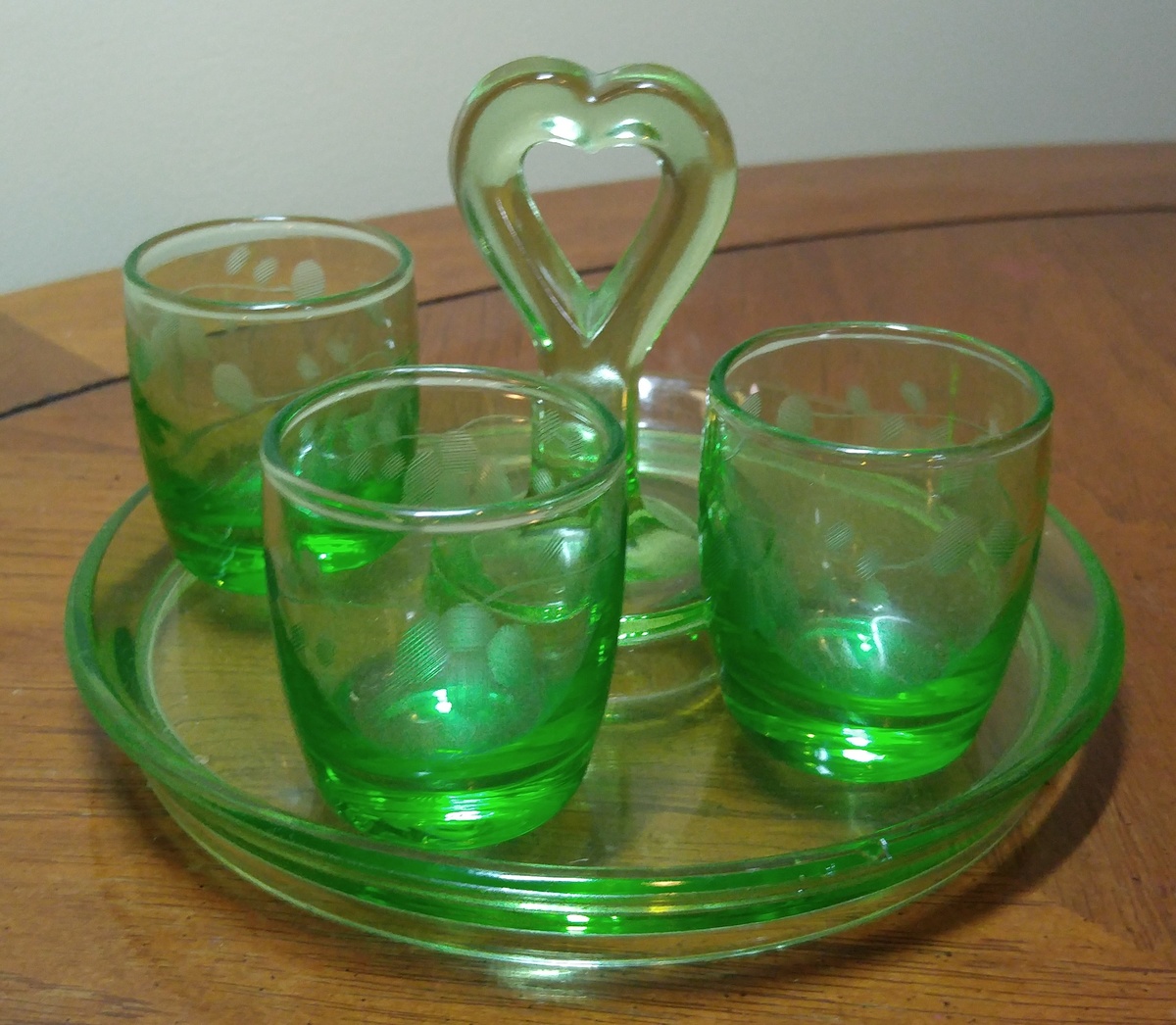 Uranium Glass Tray and Shot Glasses Collectors Weekly