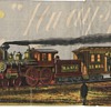 Antique Train Hannibal & St Joesph Railroad Illustrated Timetable map