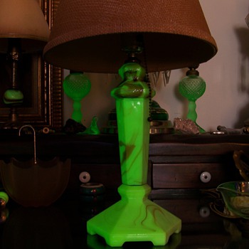 Another Houze Slag Glass Lamp - Art Deco