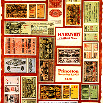 Football program cover with photo of tickets to games at Harvard Stadium - Football