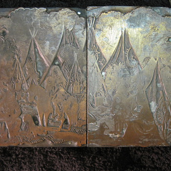 1800's Copper Engraved Wood Printing Blocks - Office