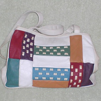Ladies Leather Color Block Handbag 1