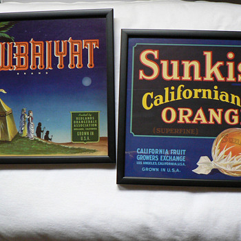 Sunkist California Oranges and Rubaiyat crate labels