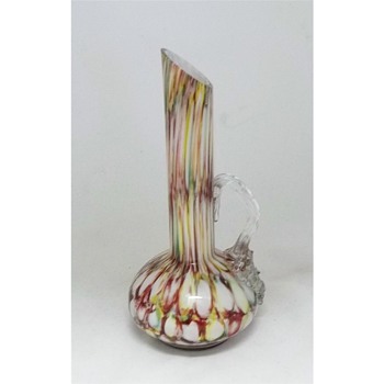 Antonin Rückl & Sons Rainbow Honeycomb Ewer & Previously Identified Ruckl Decor - Art Glass