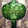 Green L. E. Smith Moon & Stars Candy Dish with Pedestal Base and Lid