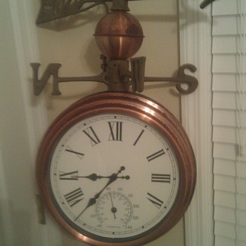 weathervane/ double sided clock/ temperature gauge - Folk Art