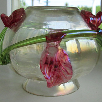 Kralik Applied Flower Vase - Art Glass