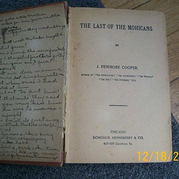Book The Last of the Mohicans with Christmas note in it 