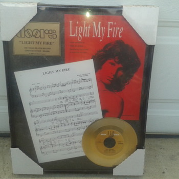 New 1999 The Doors Light My Fire 24KT Gold-Plated Record w/sheet music - Records
