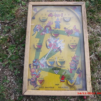 My old 1946 Poosh-m-Up jr. Bagatelle table top pinball game 