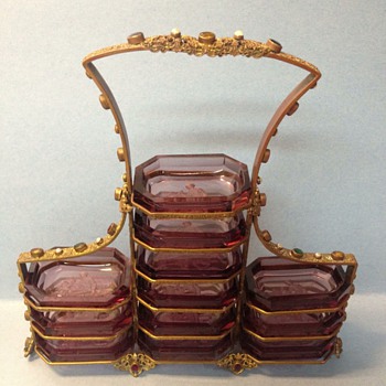 Over the top jeweled Czech holder - Art Glass