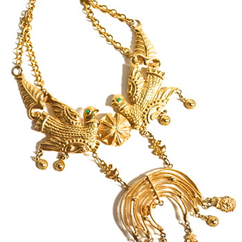 Large Etruscan Cadoro Bird Necklace - Costume Jewelry