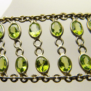 Vintage Antique Deco Peridot Sterling Bracelet 