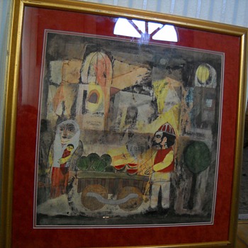 Badri Narayan Water Color Painting - Folk Art
