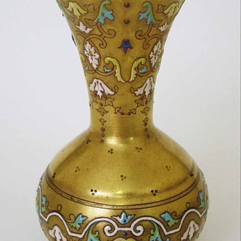Extraordinary Enameled Vase Islamic Influence Signed - Art Glass