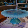 Fenton blue opalescent cake stand