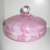 Czechoslovakia Glass Vanity Pink and white swirled Powder Jar  