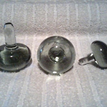  3 Mystery Glass Pieces / Graduated Size / Green Bottle Glass / Unknown - Glassware