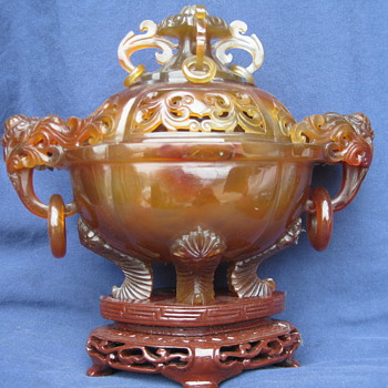 brown jade dish - Asian
