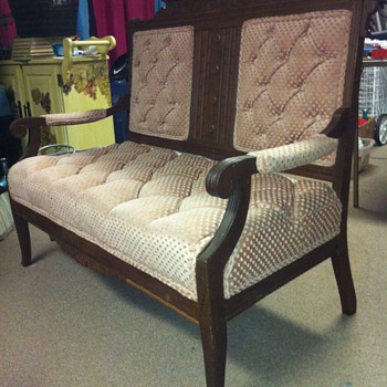 Pink loveseat ... Antique? Vintage? Garbage? I THINK its old ..... - Furniture