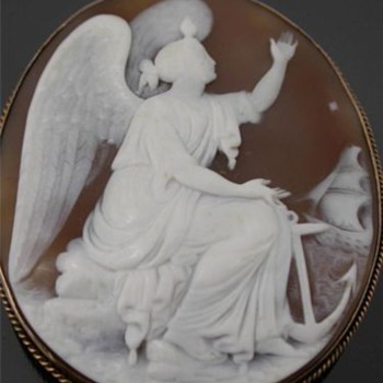 Huge cameo of hope with ship - Victorian Era