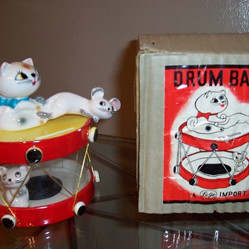 1950's Pixieware Cat and Mouse Drum Bank