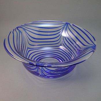 Pulled Drape Bowl marked M - Art Glass