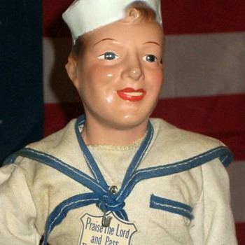 WWII Military Manikin doll  15" Tall  - Military and Wartime
