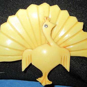 Vintage Lucite Peacock Brooch Pin...Celluloid???