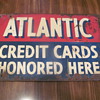 Atlantic 2-sided c.c. honored here ; rough porcelain kerosene pump sign
