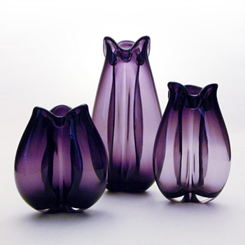VIOLET TREFLØJET, Per Lütken (Holmegaard, 1951) - Art Glass