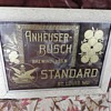 Rare Anheuser-Bush Standard etched glass & framed sign from 1890's.