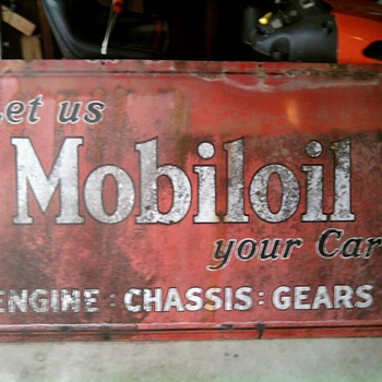 Antique Mobiloil Metal Sign - Petroliana