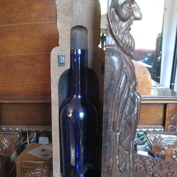 Carved Wooden Man Opens up to Stash a Bottle Inside - Folk Art